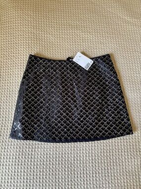 H&M Black Mini Skirt with Gold Sequin Grid